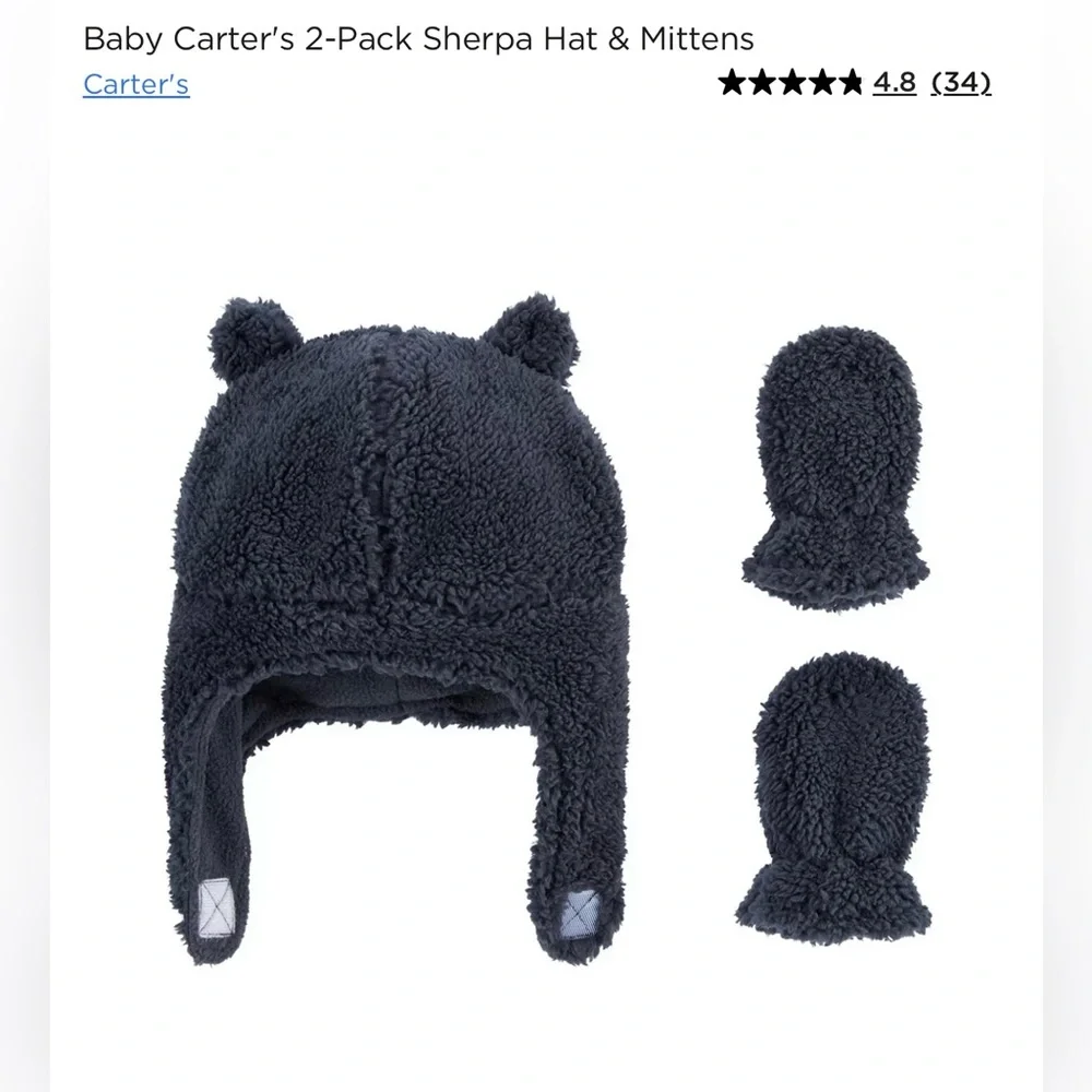 Cozy Sherpa baby's Hat and Mittens Set - Picture 3 of 3